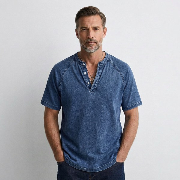 Pierre | Vintage Button T-Shirt for Men