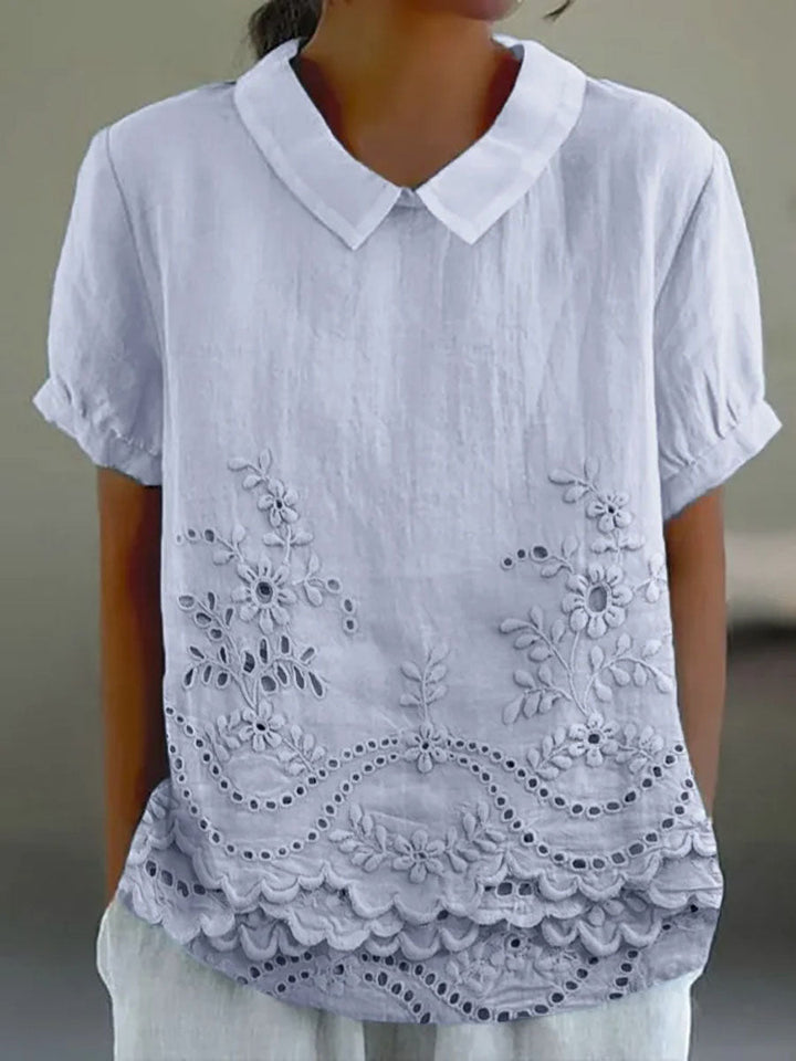Lily | Pink Floral Embroidered Shirt — view 3