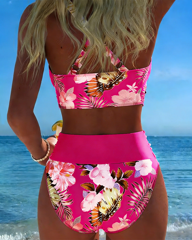 Jolina | Floral Contrast Split Bikini — view 15