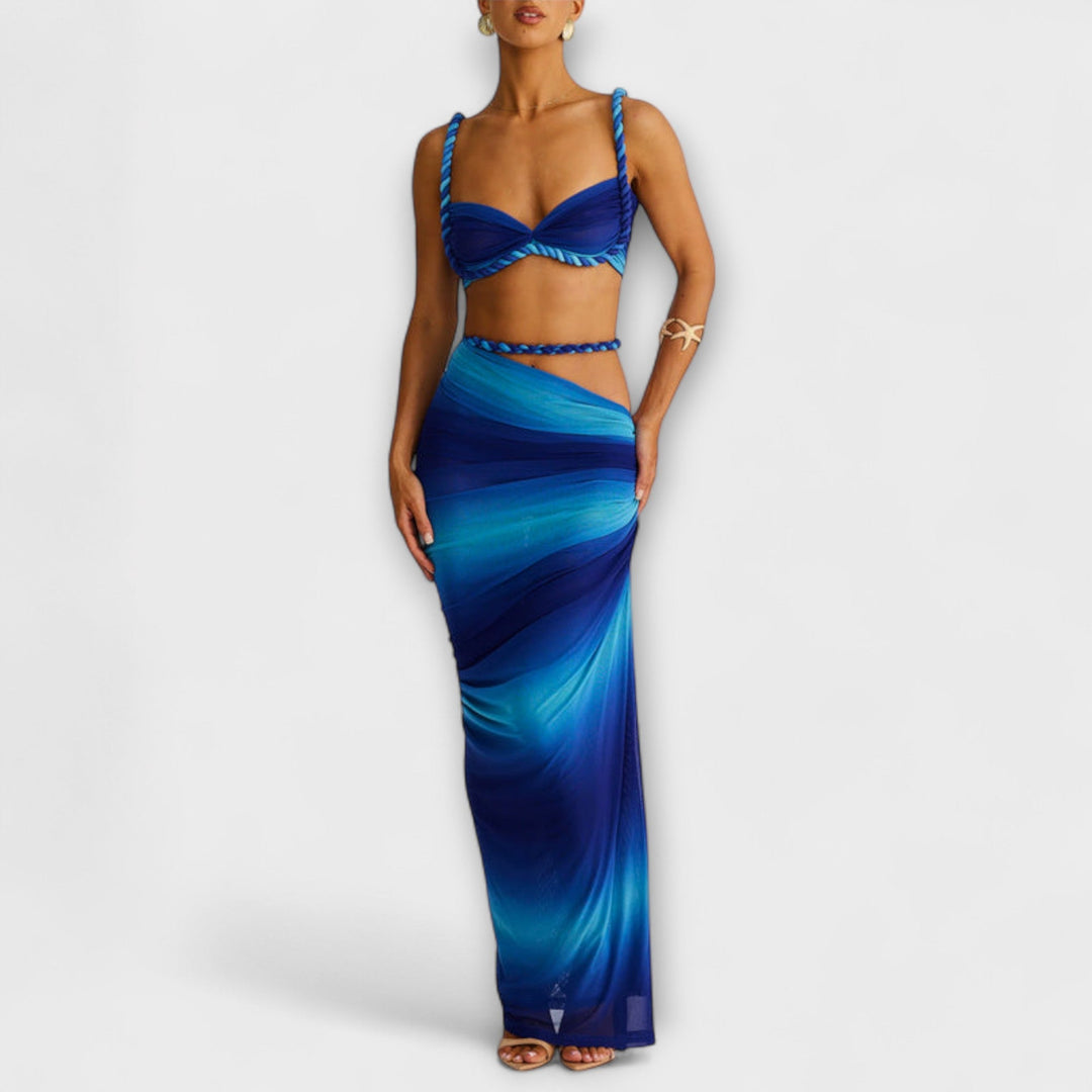 Jane | Stylish Gradient Braided Crop Top & Overskirt Duo
