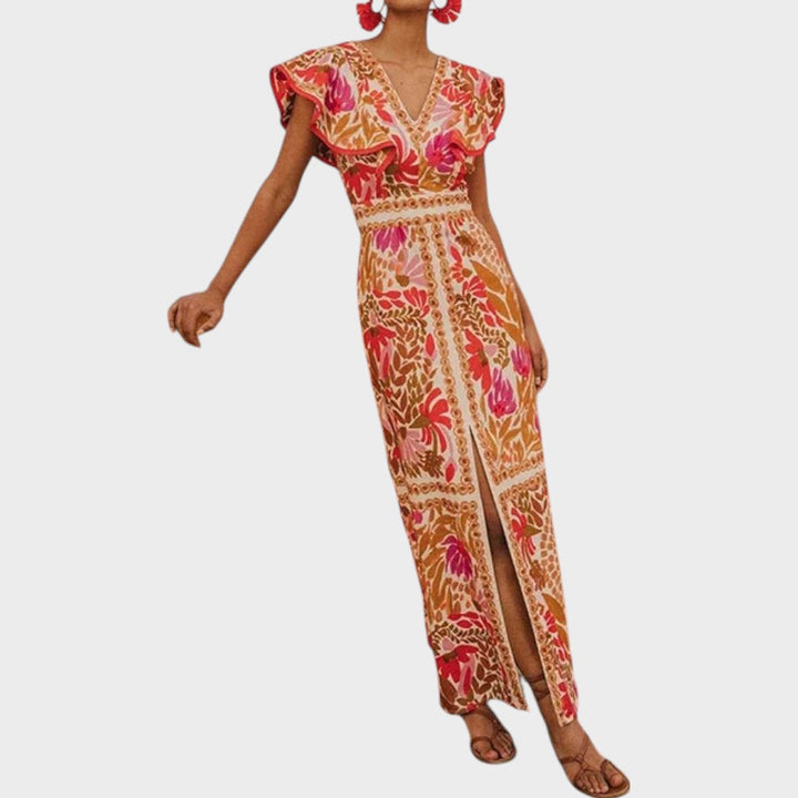 Jessy | Midi Dress with V-Neck and Split