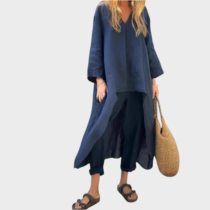 Solura | Two-Piece Cotton Set with V Line