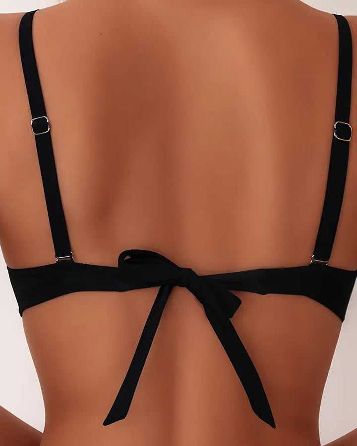 Lois | Black Print Sexy Backless Bikini Set — view 5