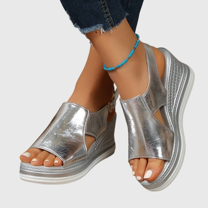 Veronica | Beige Square Toe Comfort Sandals — view 2