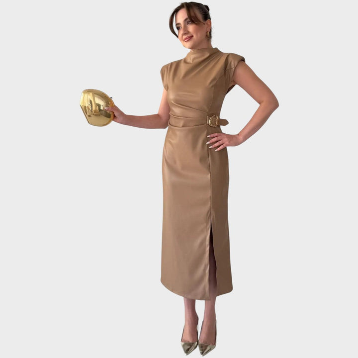 Brazella | Elegant Suede Dress with Opening