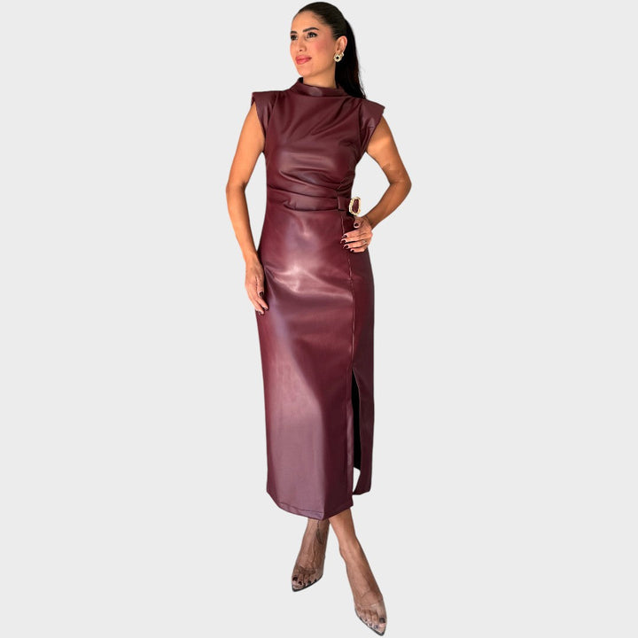 Brazella | Elegant Suede Dress with Opening