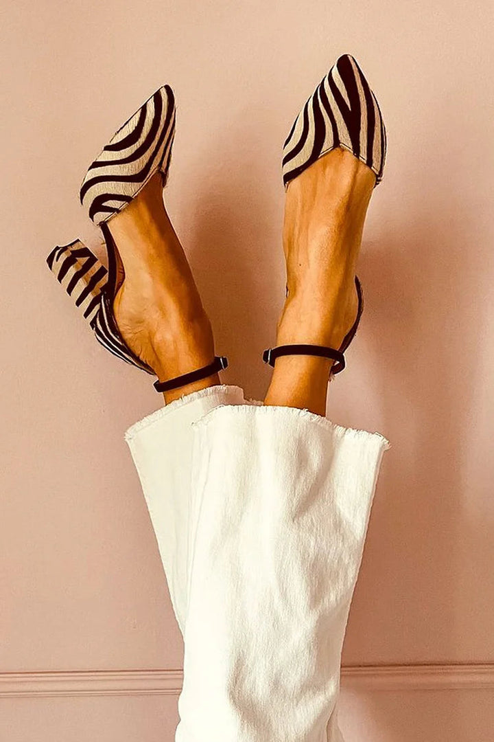 Alice | Pointed Toe Heels with Zebra Print — view 2