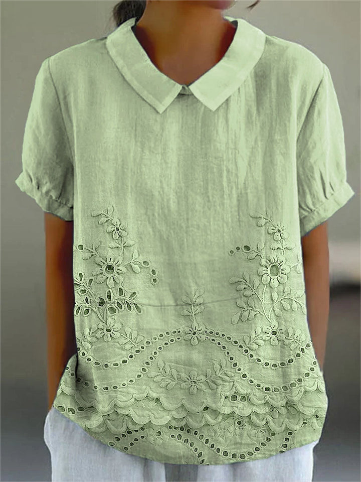 Lily | Pink Floral Embroidered Shirt — view 4