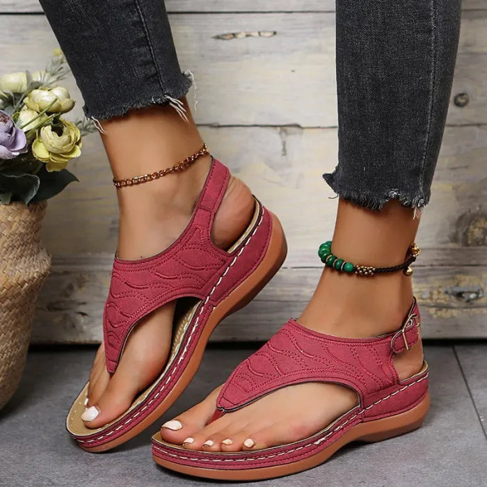 Gale | Black Ankle Strap Thong Sandals — view 4