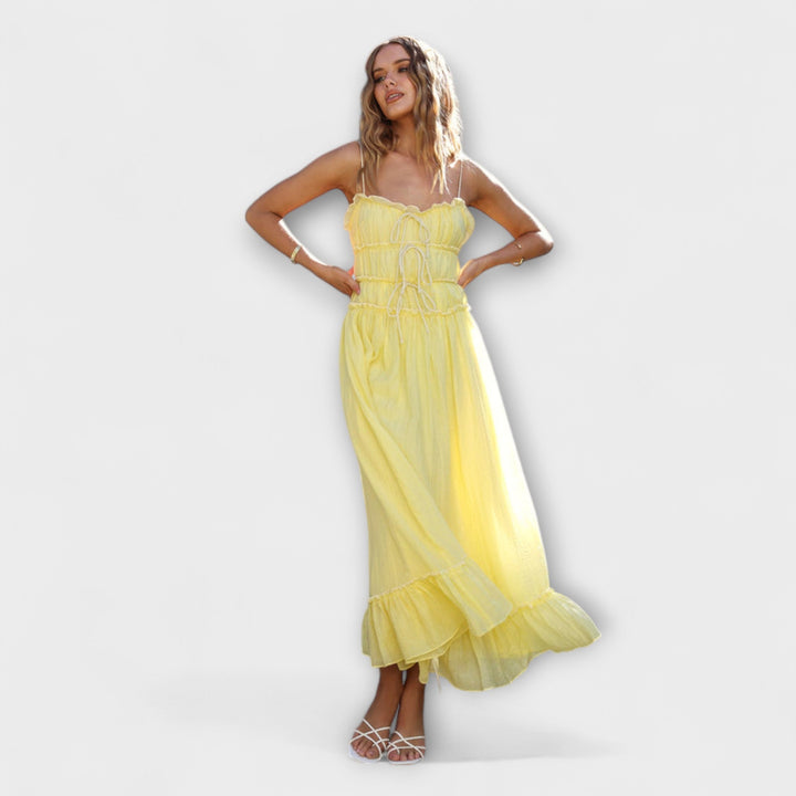 Celine | Sleeveless Midi Dress with Ruffles