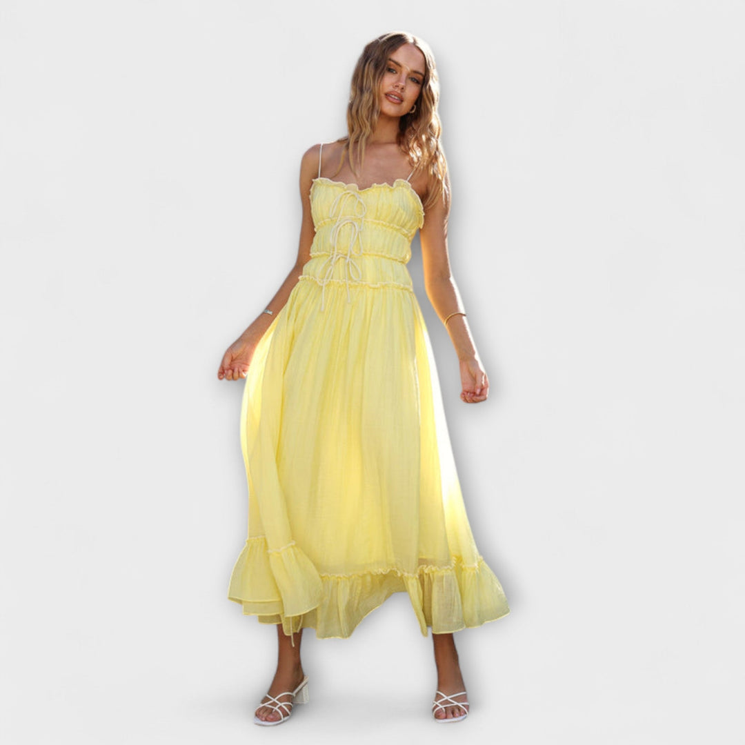 Celine | Sleeveless Midi Dress with Ruffles