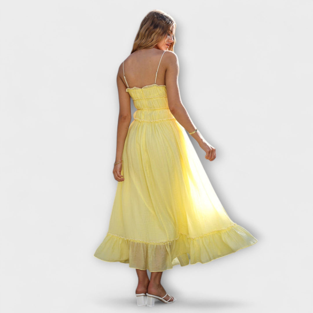 Celine | Sleeveless Midi Dress with Ruffles