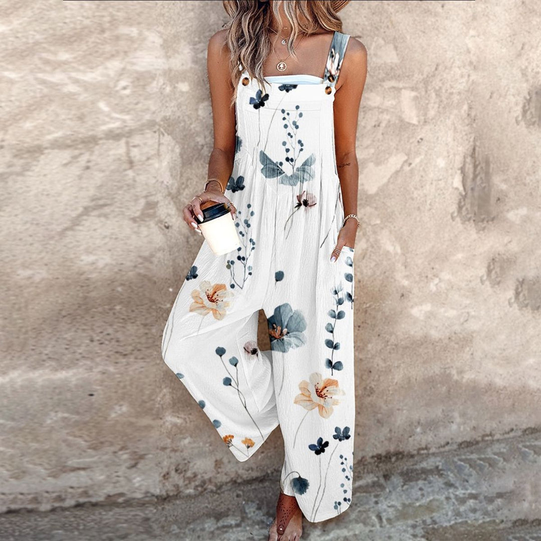 Johanna | Schwarze Latzhose mit Anemonen