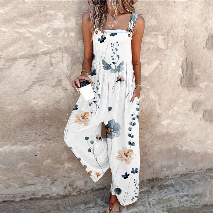 Johanna | Schwarze Latzhose mit Anemonen
