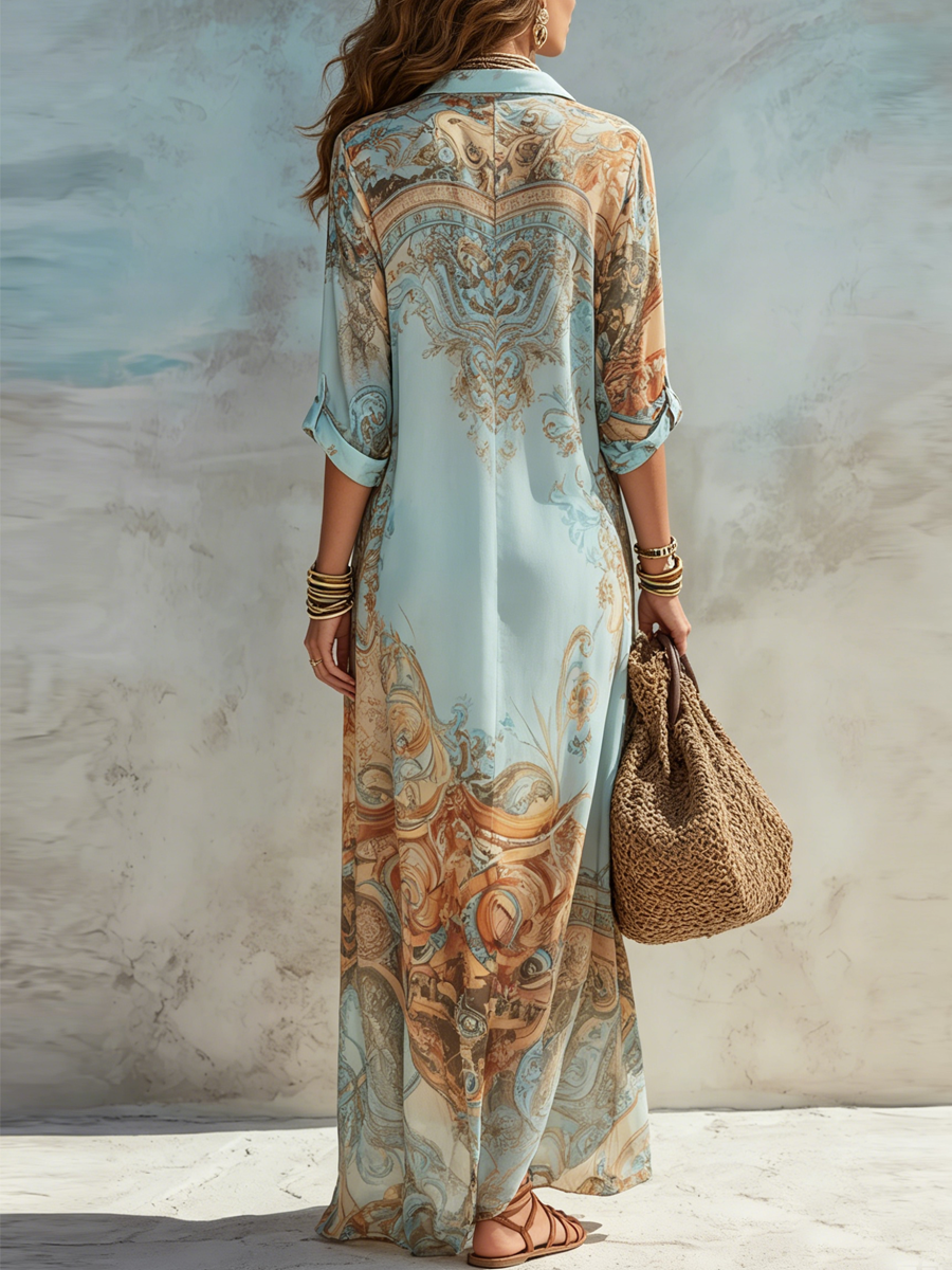 Willa | Blue Chiffon Maxi Dress — view 5
