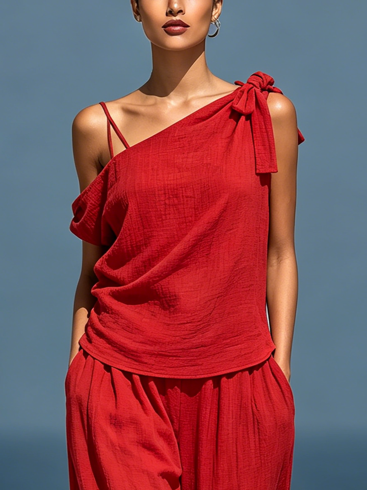 Iris | Red Linen-Look Set — view 3