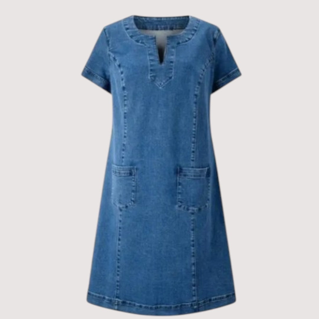 Mila | Denim Dress with V-Neck