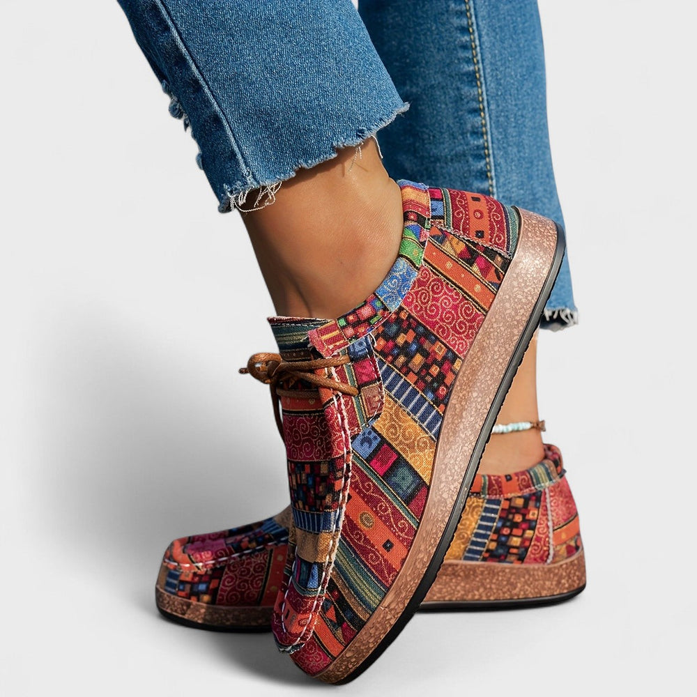 Seryphina | Tan Buckle Comfort Sneakers — view 2