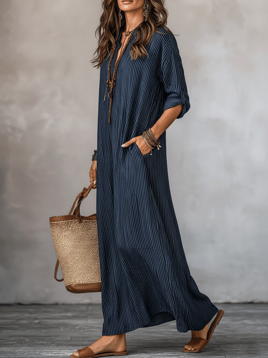 Opal | Indigo Loose-Fit Maxi Dress — view 6