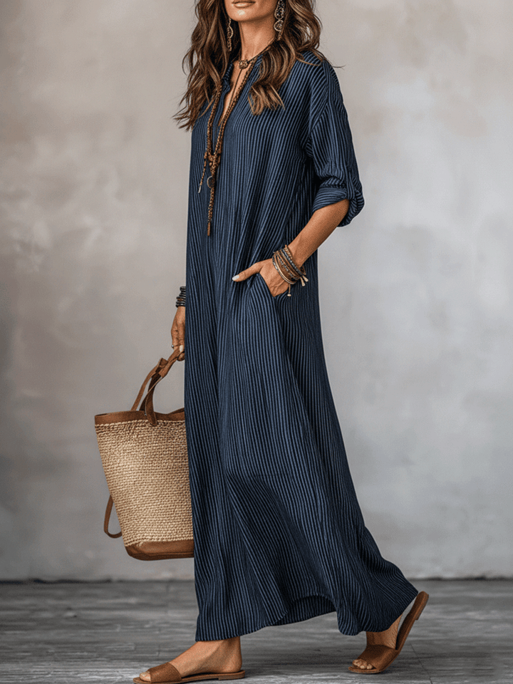 Opal | Indigo Loose-Fit Maxi Dress — view 6