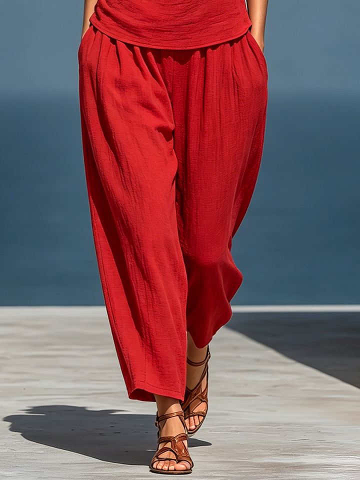 Iris | Red Linen-Look Set — view 4