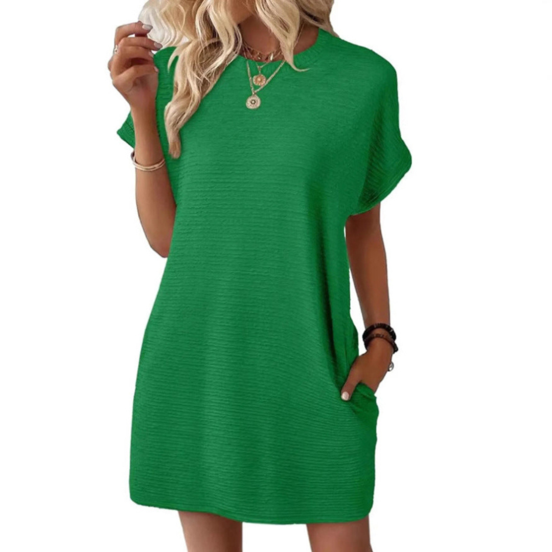 EVASHA | Casual Minimalist Round Neck Summer Mini Dress — view 12