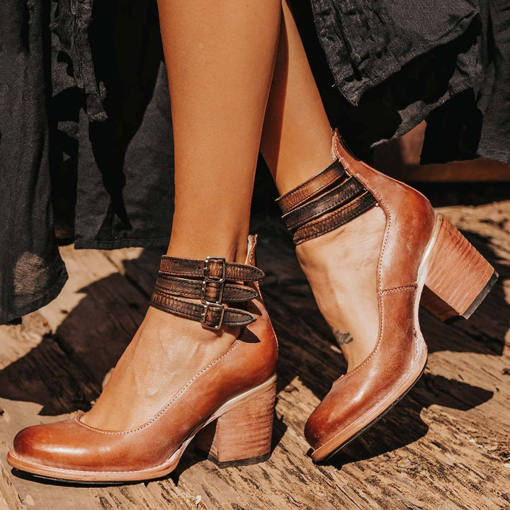 Dorothy | Black Buckle Strap Block Heel — view 6