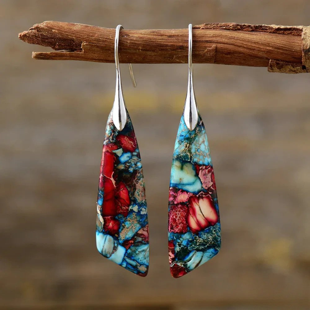 Faye | Retro Colorful Stone Earrings — view 2
