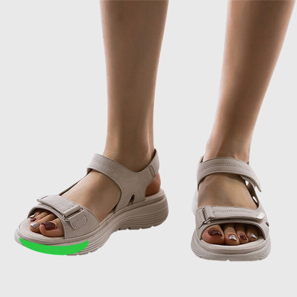 Casey | Beige Open Toe Block Sandals — view 9