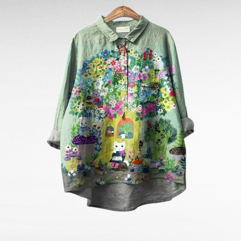 Caroline | Sage Green Relaxed Summer Blouse