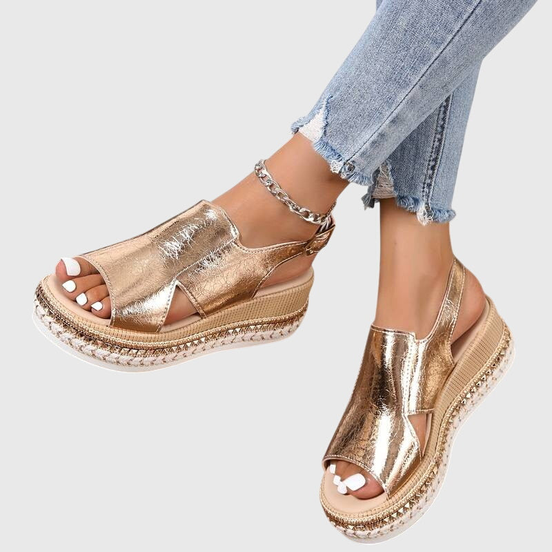 Veronica | Beige Square Toe Comfort Sandals — view 3