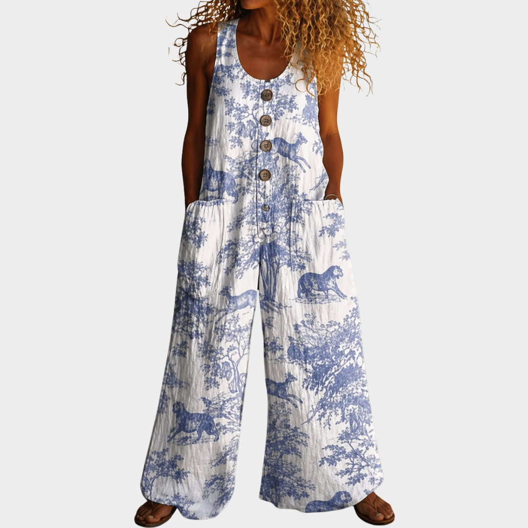 Violette | Tropical Print Casual Jumpsuit