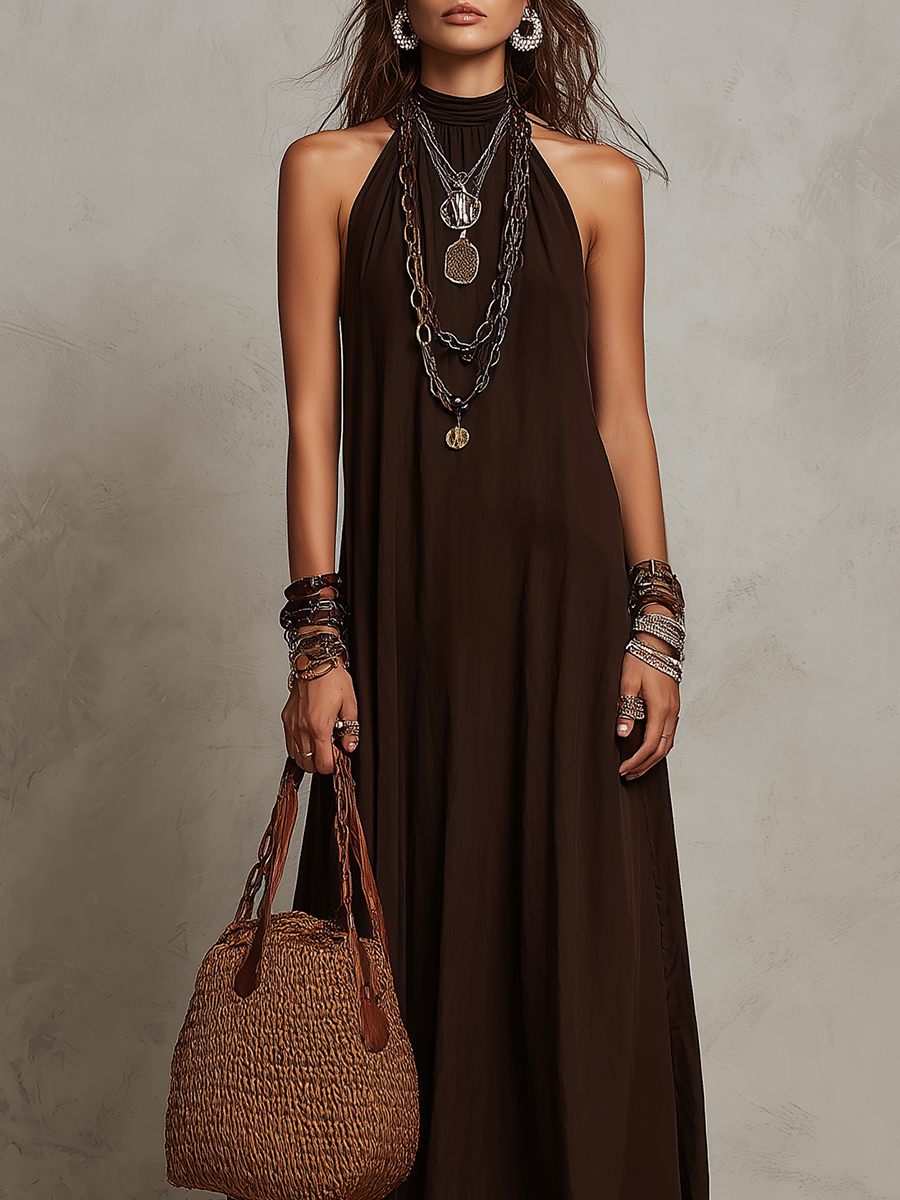 Hollis | Halter Neck Maxi Dress — view 3