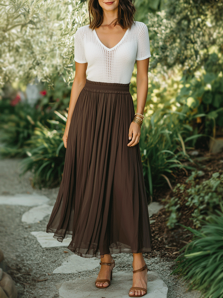 Blythe | Brown & Ivory Knit Top Set