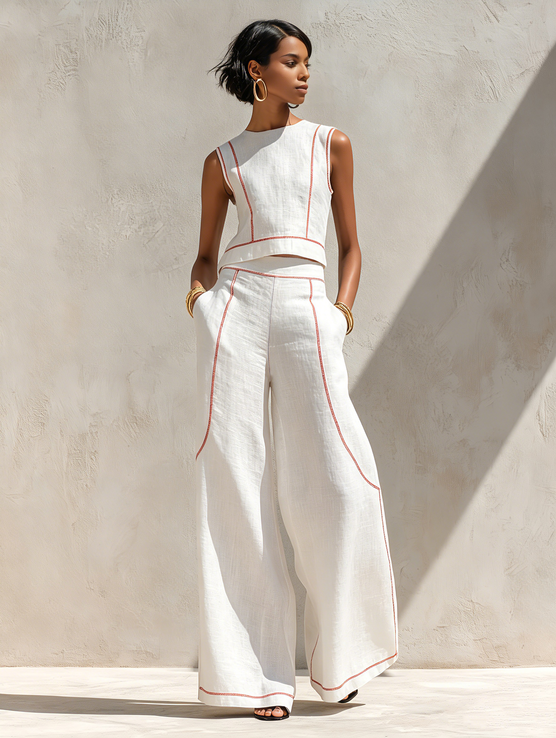 Stella | Contrast Linen-Look Set — view 8