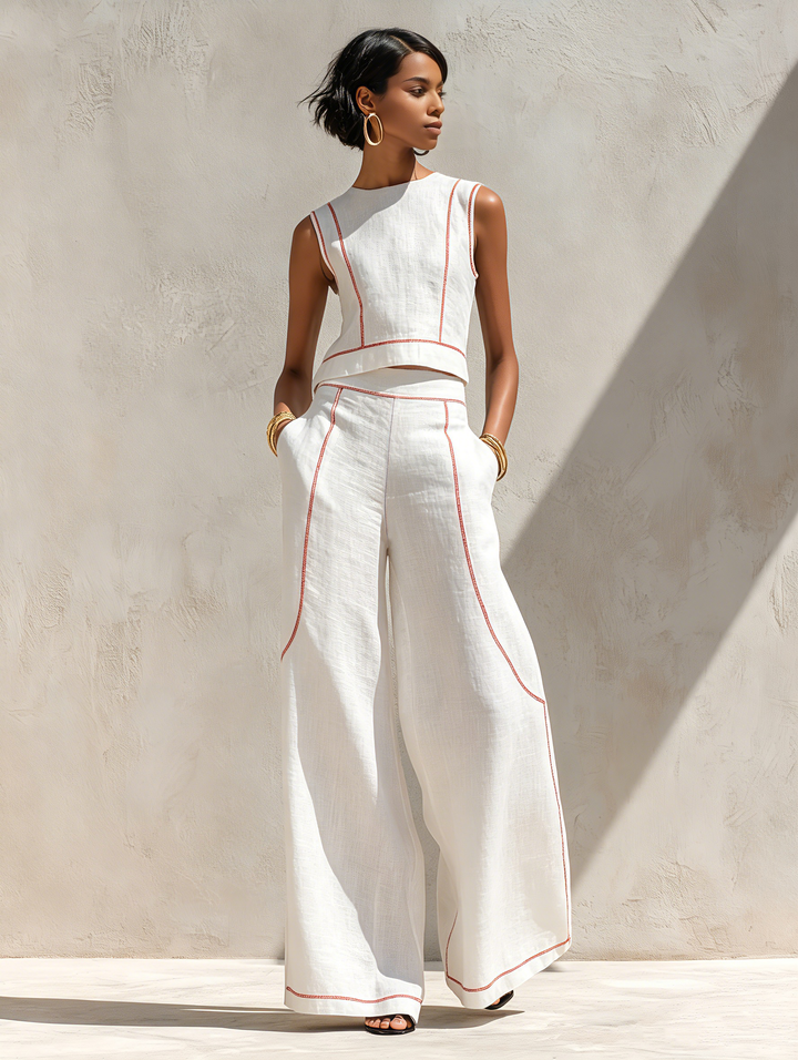 Stella | Contrast Linen-Look Set — view 8