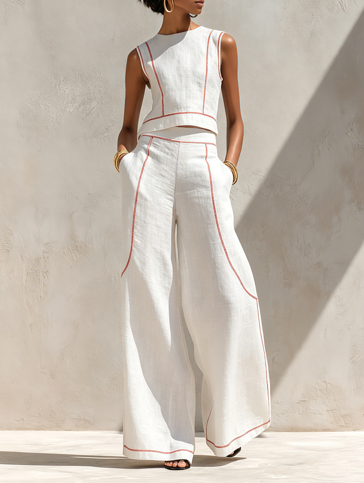 Stella | Contrast Linen-Look Set