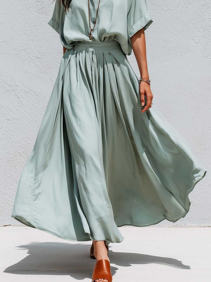 Keira | Soft Mint Green V-Neck Pleated Co-ord — view 3