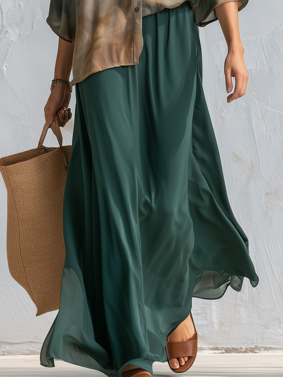 Jade | Deep Teal Printed Draped Shirt Set — view 3