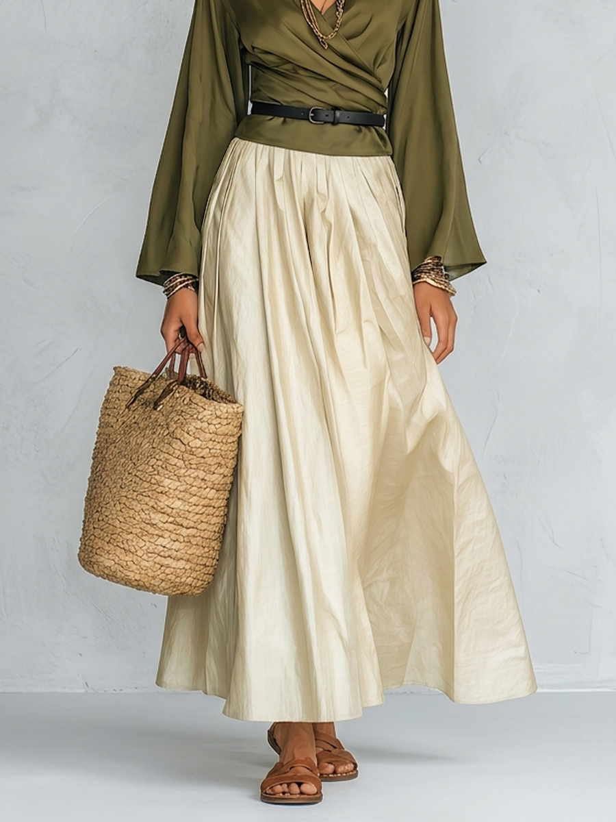 Faye | Olive Wrap Bohemian Maxi Set — view 3