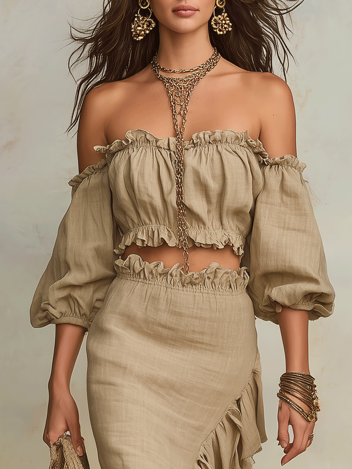 Clara | Vacation Natural Linen-Look Boho Co-Ord Set — view 2