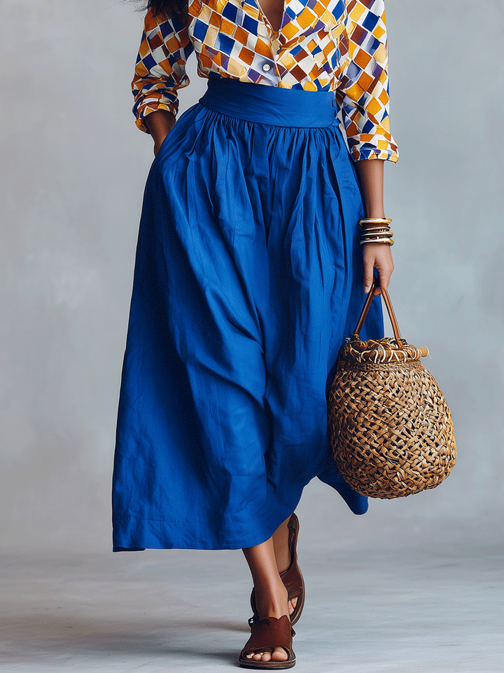 Dahlia | Vacation Mediterranean Blue Two-Piece Boho Set — view 3