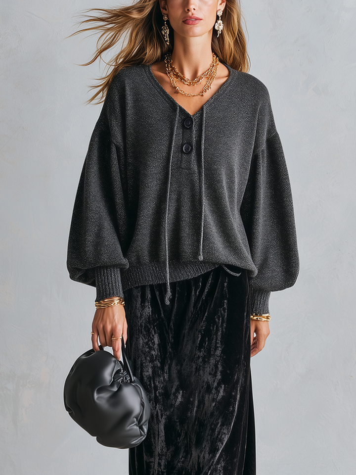 Sophia | Black Knit Top And Velvet Skirt Set — view 3