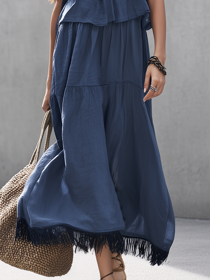 Nora | Slate Blue Tiered Cami Skirt Set — view 3