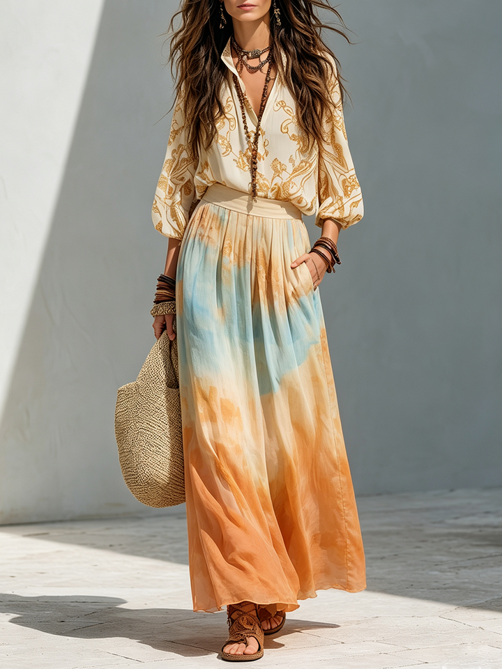 Katherine | Yellow Boho Two-Piece Set — view 4