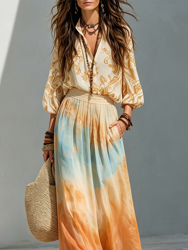 Katherine | Yellow Boho Two-Piece Set — view 2