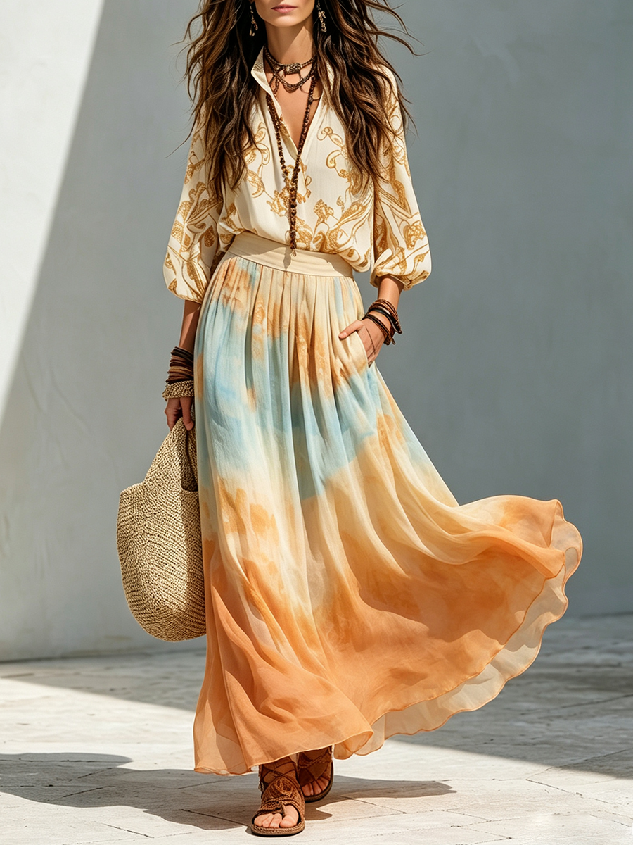 Katherine | Yellow Boho Two-Piece Set