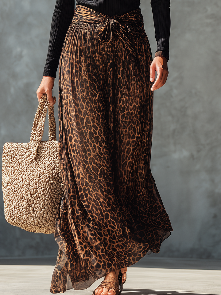 Camille | Bold Black Leopard Print Wide Leg Set — view 3