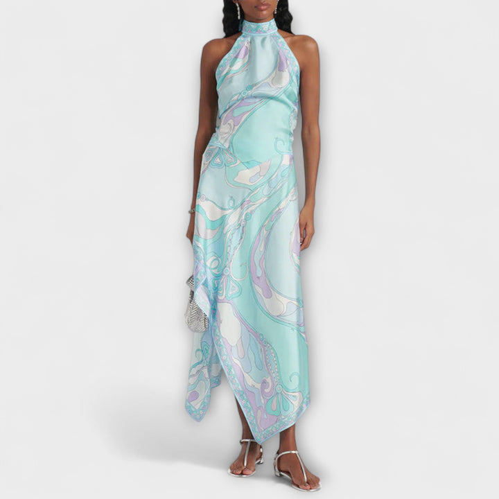 Everly | Halter Top and Asymmetrical Midi Skirt Set