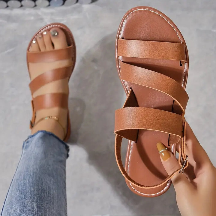 Fern | Black Low Open-Back Buckle Sandals — view 2